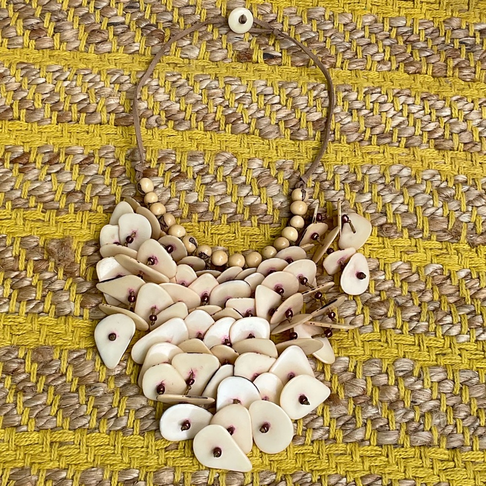 Nature Inspired Tagua Waterfall Statement Necklace Hippie Earthy